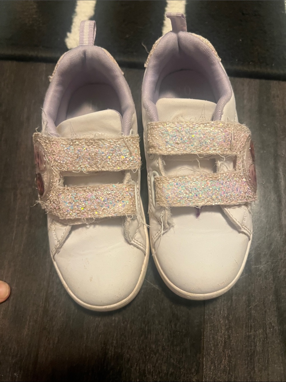 Girls White Sneakers with Glitter Pink Straps